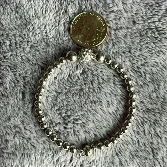 Swarovski Elements Bracelets - Silver Beaded Bracelet w/ Magnetic Clasp New - Picture 5 of 8